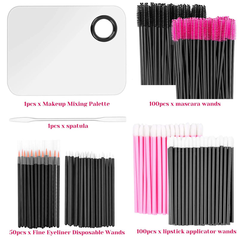 Makeup Mixing Palette with Spatula and 250PCS Disposable Makeup Applicators Tools Kit (Disposable Mascara Wands, Lipstick Applicators, Eyeliner Brushes) - NewNest Australia