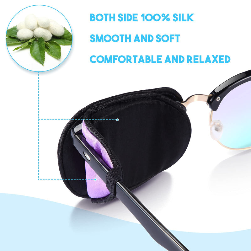 6 Pieces Silk Eye Patch for Adults Kids Glasses to Cover Either Eye Soft Eye Glass Cover Single Eye Patches (Classic Style) Classic Style - NewNest Australia