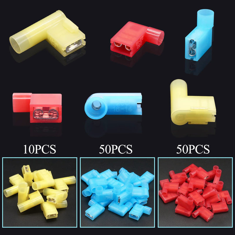 Twidec/110Pcs Nylon Flag Spade Female Insulated Terminals 22-18 18-14 12-10 Gauge Quick Disconnects Electrical Crimp Terminals Connector Assortment Kit for Electrical Wiring Car Audio Speaker N-006 - NewNest Australia