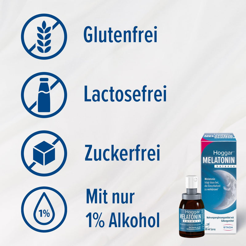 Hoggar MELATONIN balance - sleep spray - dietary supplement with melatonin to shorten the time it takes to fall asleep and for jet lag - with vitamin B6-20 ml spray - NewNest Australia