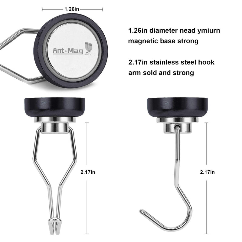 Ant Mag Magnetic Hooks, Heavy Duty Neodymium Magnet Hooks, Great for Refrigerator Grill Cruise Hooks, Magnetic Hangers Tools Holding for Kitchen,Office,Classsroom and Workplace Pack of 4 Black - NewNest Australia