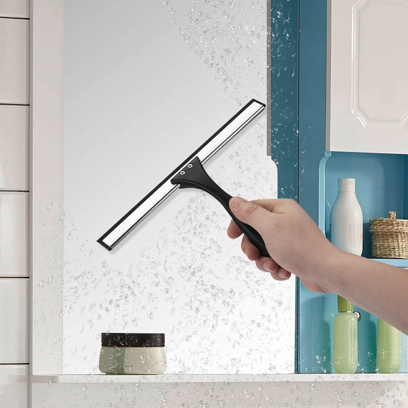 AmazerBath Shower Squeegee for Glass Doors, Window Squeegee, All-Purpose Glass Squeegee for Shower Doors Mirror Tile Car Window, Non-Slip Handle, 10 Inches, Black Black 10 Inches - NewNest Australia