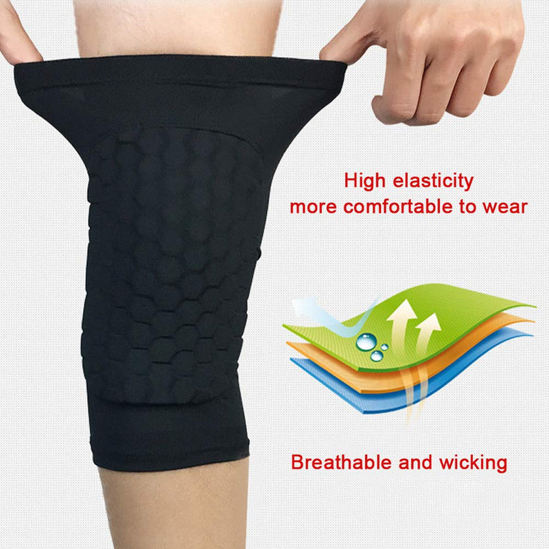 Knee Compression Sleeve,Support Brace Sleeve for Knee Protector with Honeycomb Padding, Breathable and Non-Slip Knee Pads for Basketball, Gym, Running Workout Sports, A Pair for Men and Women Large - NewNest Australia