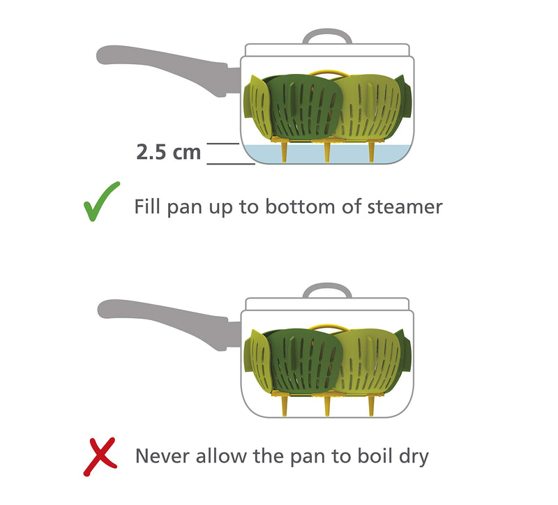 Joseph Joseph Bloom Steamer Basket Folding Non-Scratch BPA-Free Plastic and Silicone, Green - NewNest Australia