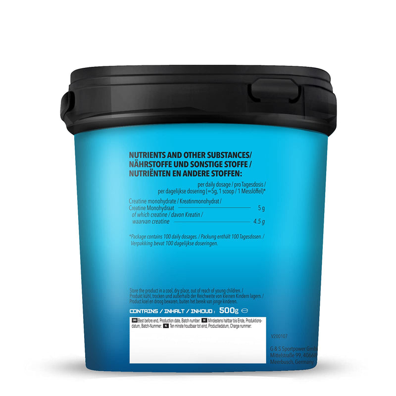 Bodylab24 Creatine Powder, 100% Monohydrate Powder, Highest Purity For Muscle Growth, Premium Quality, 500 g Container - NewNest Australia