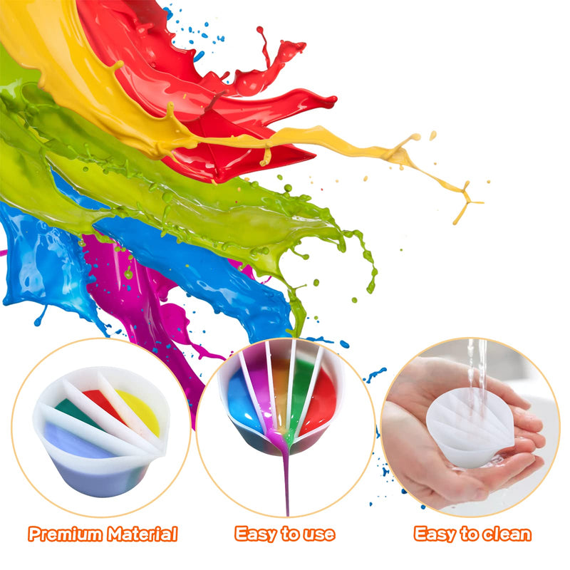 Split Cup for Paint Pouring, Fluid Art Split Cup Acrylic Paint Pour Split Cup Resin Pouring DIY Making Painting Tools Drawing Accessories Reusable Silicone Split Cup with Dividers (2 Chambers) 2 Chambers - NewNest Australia