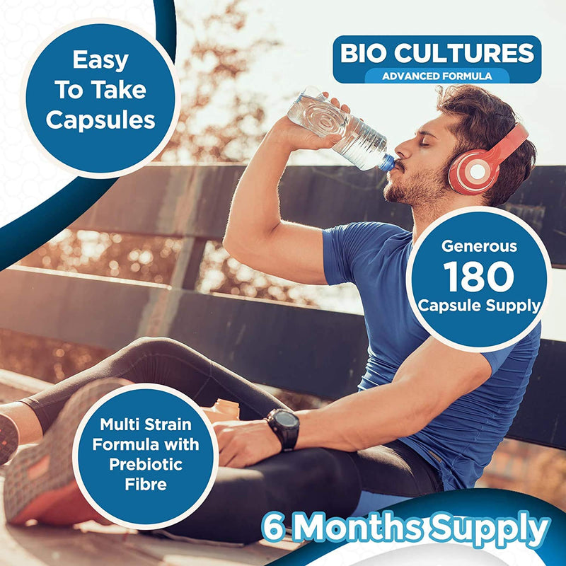 Bio Cultures Complex Probiotics 60 Billion CFU with Prebiotics – 180 Vegan Capsules - Lactobacillus Rhamnosus & Lactobacillus Gasseri – 6 Month Supply - Probiotics for Women & Men - by Natures Zest - NewNest Australia