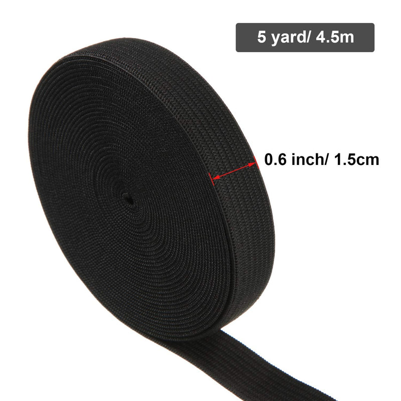 Elastic Spool (0.6 Inch x 5 Yard, Black) 0.6 Inch x 5 Yard - NewNest Australia