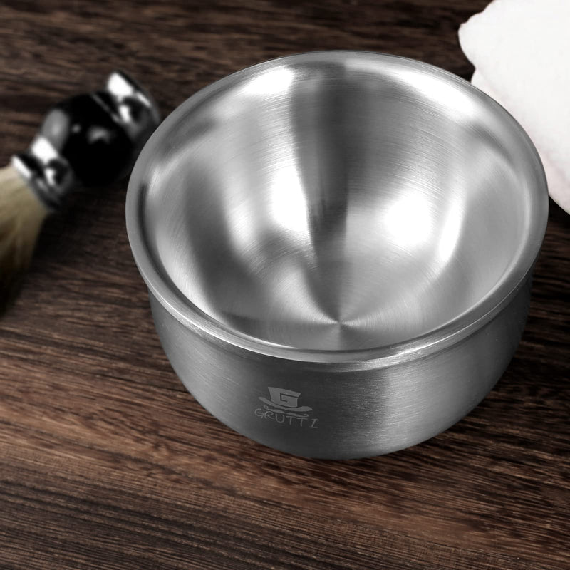 GRUTTI shaving bowl, 3-layer stainless steel shaving pot, high-quality bowl for whipping foam, suitable for any shaving soap, shaving soap bowl, 12.5 cm (4.92 inches) 12.5 cm (pack of 1) - NewNest Australia
