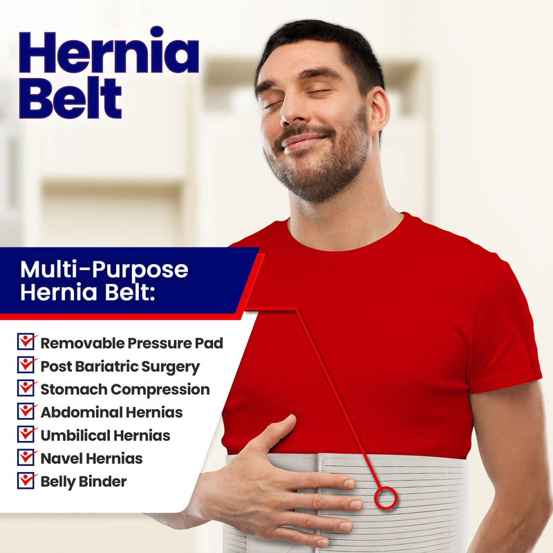 Hernia Belt for Men and Women - Beige Abdominal Binder for Umbilical Hernias & Navel Belly Button Hernias with Compression Pad for Hernia Support and Stomach (XXL) XXL (Pack of 1) - NewNest Australia