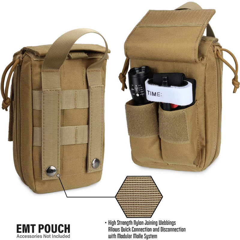 WYNEX Tactical Rip Away First Aid Pouch, Laser-Cut Design Molle EMT Bag Survival IFAK Pouches Blow Out Emergency Medical Organizer Include Red Cross Patch Khaki - NewNest Australia