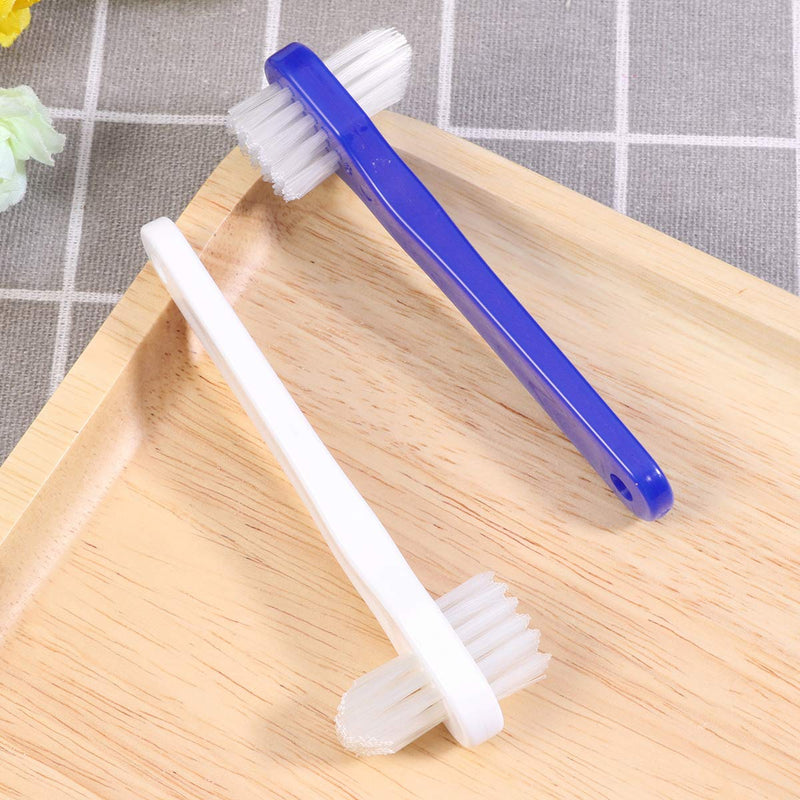SUPVOX 2PCS false teeth brushes two-side t-shape denture toothbrush (white+blue) - NewNest Australia