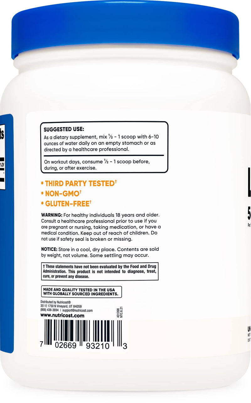 Nutricost Pure L-Leucine Powder 500 Grams 1.1 Pound (Pack of 1) - NewNest Australia