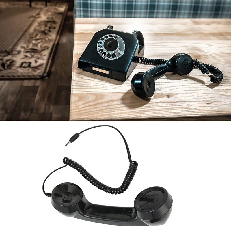 Retro 3.5mm Telephone Handset, Multifunctional Radiation-free Handheld Telephone Receiver, One-touch Operation for Mobile Phone Computer (Black) Black - NewNest Australia