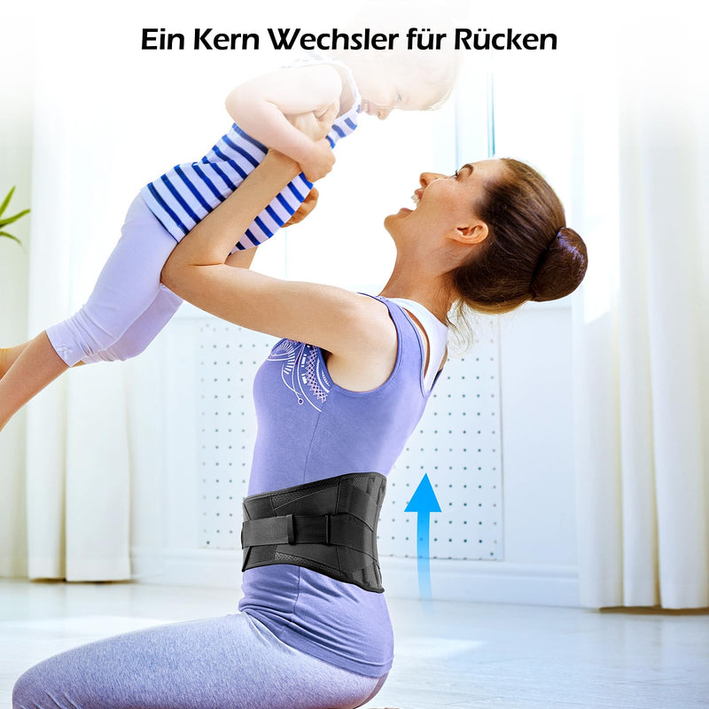 FREETOO Back Brace for Men and Women, Breathable Back Support Belt, Back Strap with 5 Stays for Sports, M (Waist: 90-105 cm) Black - NewNest Australia