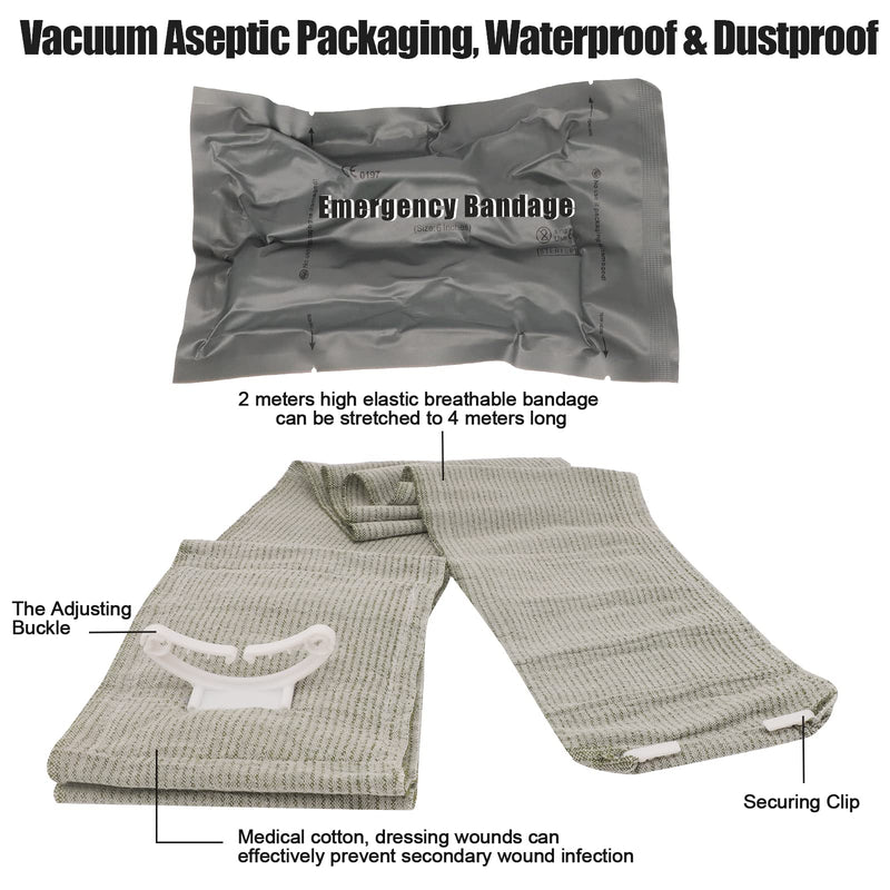 2 X Tactical Tourniquets + 2 X Israeli Bandage 6 Inch Emergency Bandage With Vacuum Pack For One-Handed Operation Of Hemostatic, Emergency First Aid Bandage For Hiking, Mountaineering, Sports, Camping - NewNest Australia