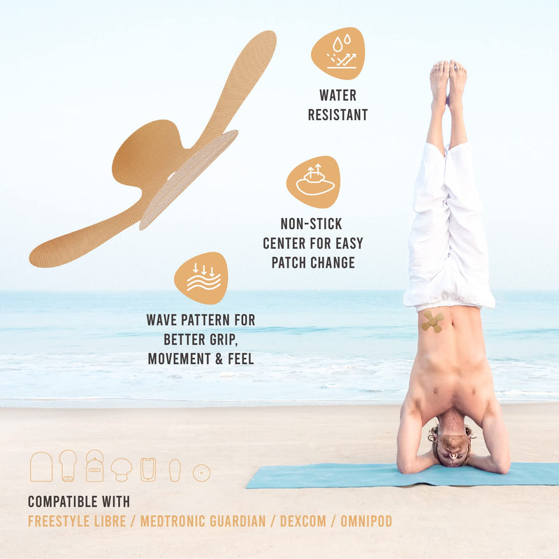 Not Just A Patch X-Patch CGM Sensor Patches (20 Pack) - Water Resistant & Durable for Active Lifestyle for 10-14 Days - Dexcom G6 Adhesive Patches, Omnipod & Freestyle Libre 2 Sensor Covers in Beige - NewNest Australia