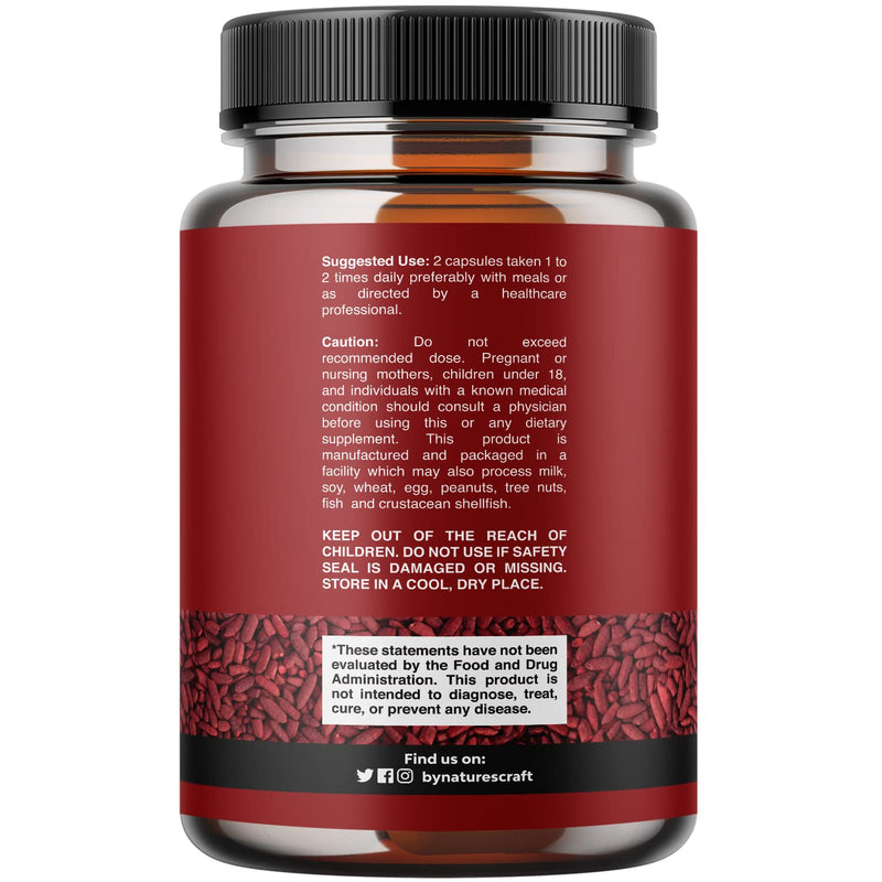 Red Yeast Rice with CoQ10 Supplement - Extra Strength Citrinin-Free Red Yeast Rice 1200mg with CoQ10 100mg Heart Health and Cholesterol Supplement for Men and Women - 120 Daily Veggie Capsules - NewNest Australia