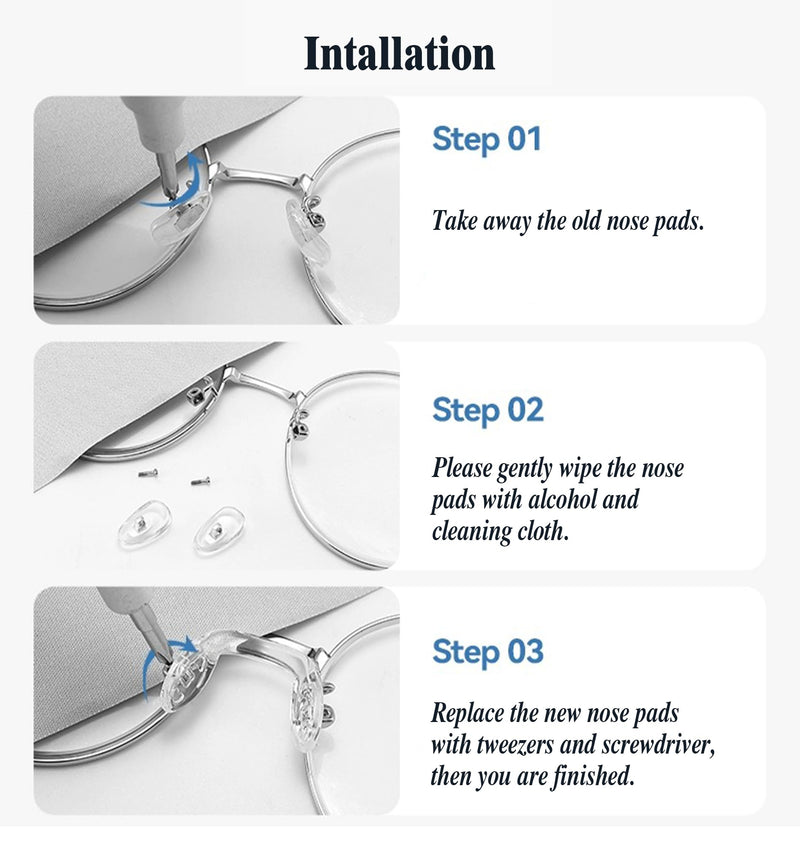 Silicone Nose Pads, Pack Of 3 Glasses Nose Pads U-Shape Glasses Repair Set With Small Screws Nuts, Silicone Nose Pads, Micro Screwdriver, 3 Different Sizes, For Glasses And Sunglasses - NewNest Australia