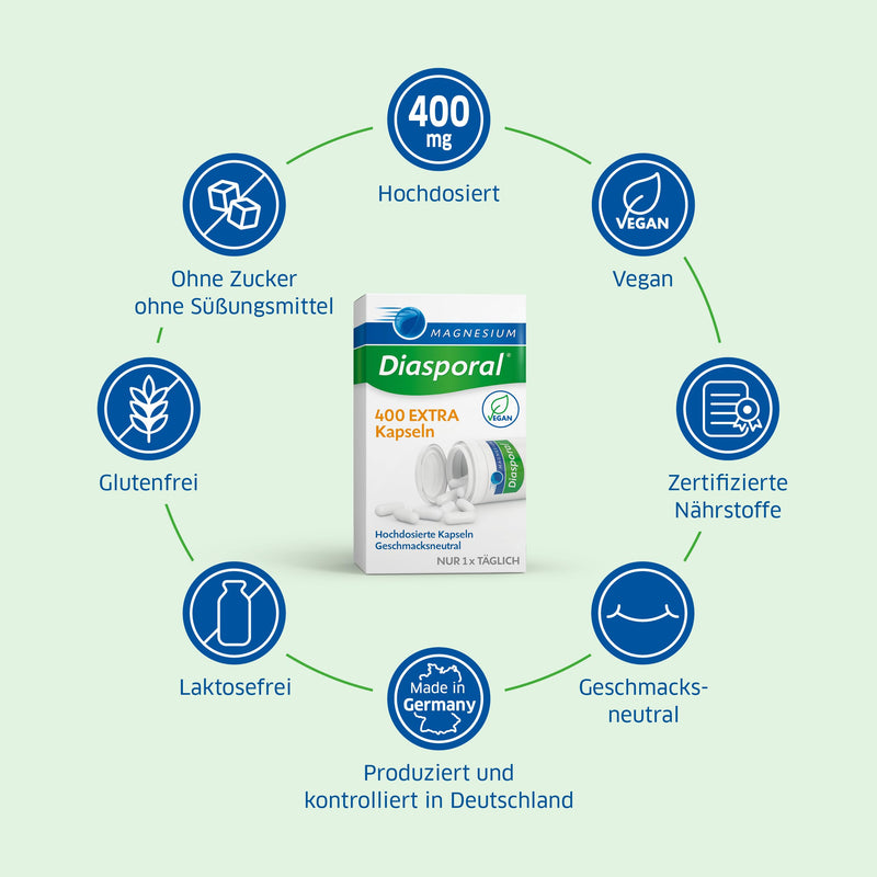 Magnesium Diasporal 400 EXTRA capsules: The magnesium of the EXTRA CLASS with 400 mg magnesium per capsule, 100 pieces 100 pieces (pack of 1) - NewNest Australia