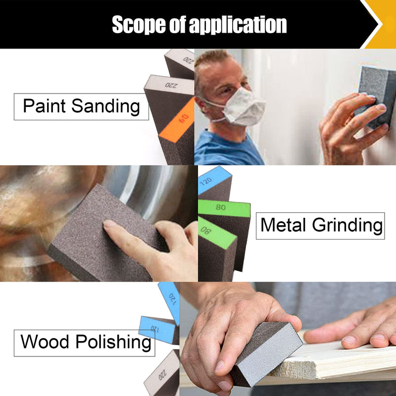 BOSHCRAFT 10 Pack Sanding Sponge, Washable and Reusable Sanding Block for Wood Drywall Metal Glasses Coarse/Medium/Fine/Superfine in 60/80/120/220 Grit Sandpaper Block Sand Paper Brick (3.9'' × 2.8'') - NewNest Australia