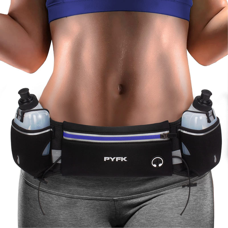 PYFK Upgraded Running Belt with Water Bottles, Hydration Belt for Men and Women, Water Bottle Holder Running Pouch Belt, Fanny Pack Fits 6.5 inches Phones, Waist pack for Running Hiking Climbing blue - NewNest Australia
