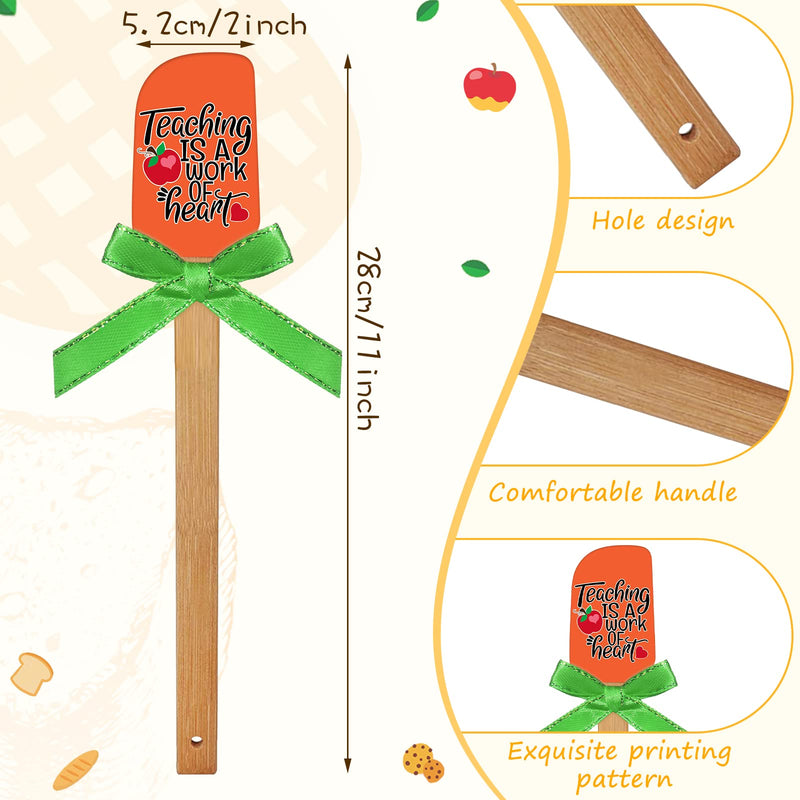 6 Sets Funny Baking Tool Silicone Spatula with Colorful Ribbon Bows Teacher Gift Set Colorful Teacher Appreciation Week Crafts Cute Spatula Silicone Spatula with Wooden Handle for Graduation Supplies - NewNest Australia