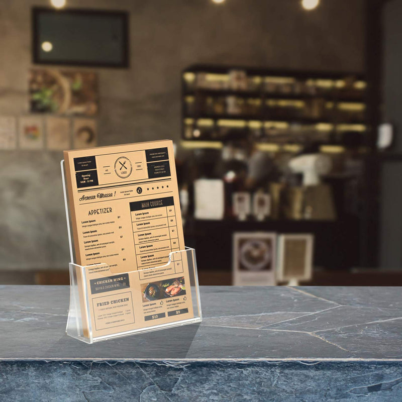 HIIMIEI 2 Pack 4 inch Wide Acrylic Brochure Holders for Pamphlets, Cards, Brochures, Magazines, Literature, Pamphlets Display Stand for Countertop - NewNest Australia