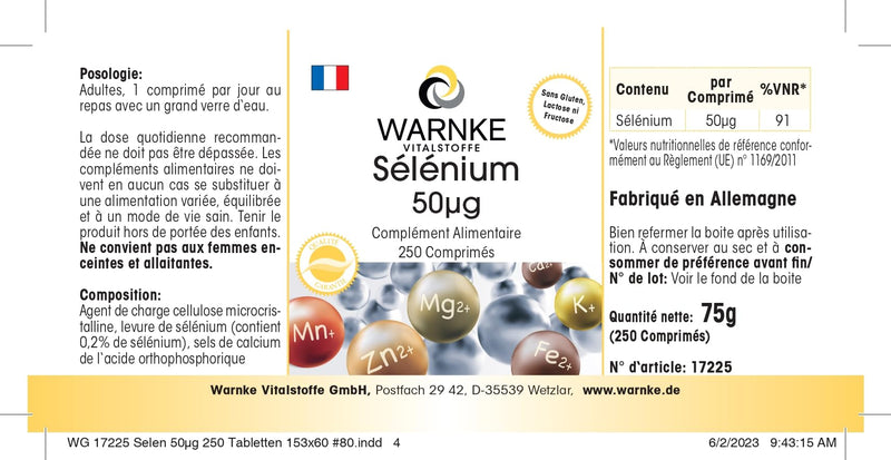 Selenium 50µg - from selenium yeast - vegan - 250 tablets - bulk pack | Warnke vital substances - NewNest Australia