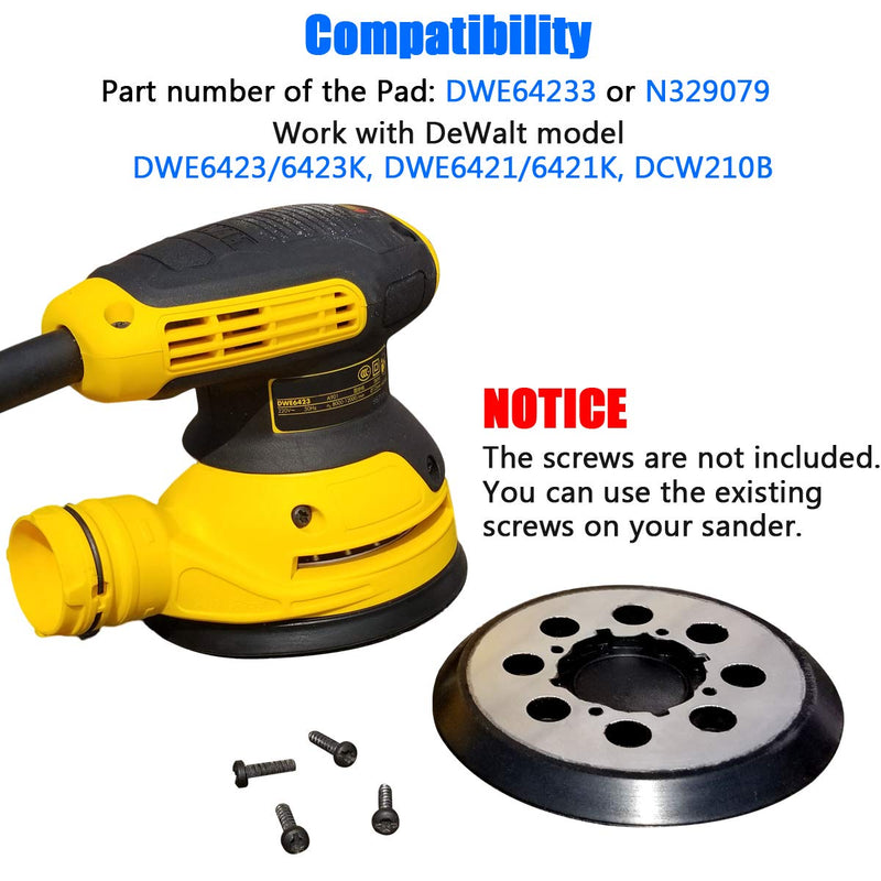 5" Hook-&-Loop Sander Pad with Metal Backing for DeWalt Random Orbit Sander - Compatible with Models DWE6421/6421K, DWE6423/6423K, DCW210B - NewNest Australia