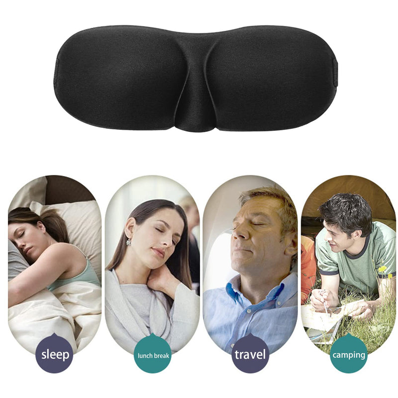 GWAWG 2 Pack Sleep Eye Mask Shade Cover 100% Blackout Sleep & Eye Mask Eye Masks for Sleeping Sleep Masks for Men & Women Suitable for Lunch Break Trave Camping Usage (Black 2pack) Black 2pack - NewNest Australia