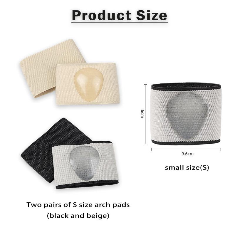 2 pairs of foot bandages, bandage foot socks for pain relief for flat feet with gel pads, foot bandage metatarsal for foot care for women and men (S, black and beige) S - NewNest Australia