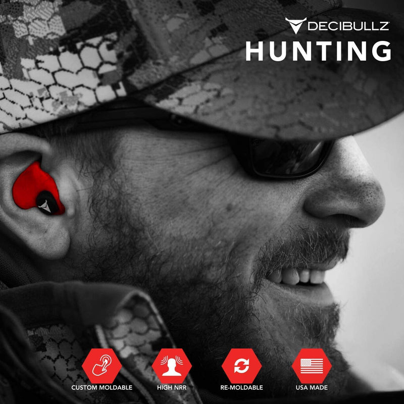 Decibullz - Custom Molded Earplugs, 31dB Highest NRR, Comfortable Hearing Protection for Shooting, Travel, Work and Concerts Red - NewNest Australia