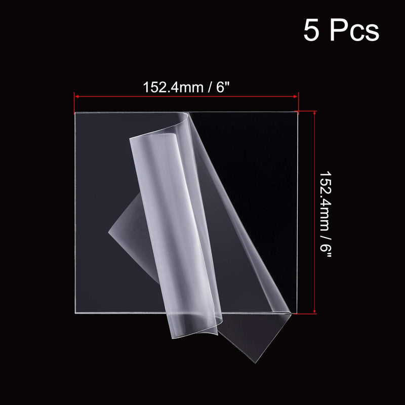 uxcell 5pcs Clear Cast Acrylic Sheet,1/16" Thick,6" x 6" Square Panel,Plastic Board for Picture Frames, Sign Holders(1.5875 x 152.4 x 152.4mm) - NewNest Australia