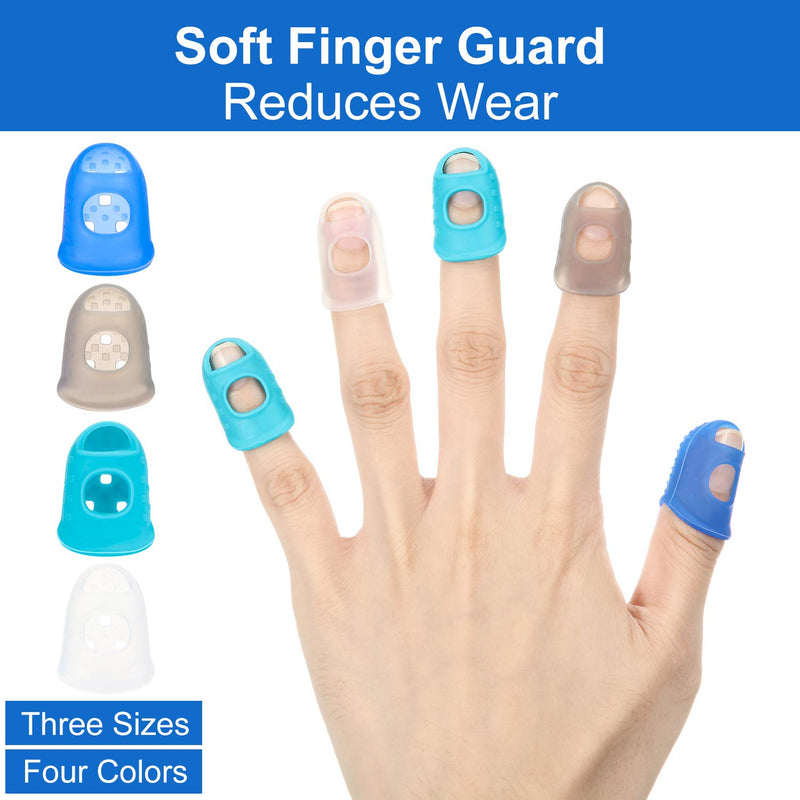 24 Pieces Rubber Fingers Tips Guard with 3 Sizes (S/M/L) Finger Protector Covers Caps for Paperwork, Cutting, Wax Carving, Guitar Playing and Office Supplies Tasks - NewNest Australia