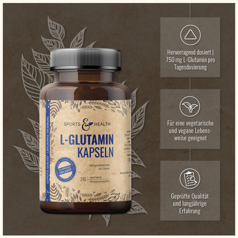 L Glutamine Capsules - 210 Capsules - 750Mg Pure L-Glutamine Per Daily Dose - High-Quality Amino Acid - No Additives - Independently Laboratory Tested - Vegan - 7 Months Supply - NewNest Australia