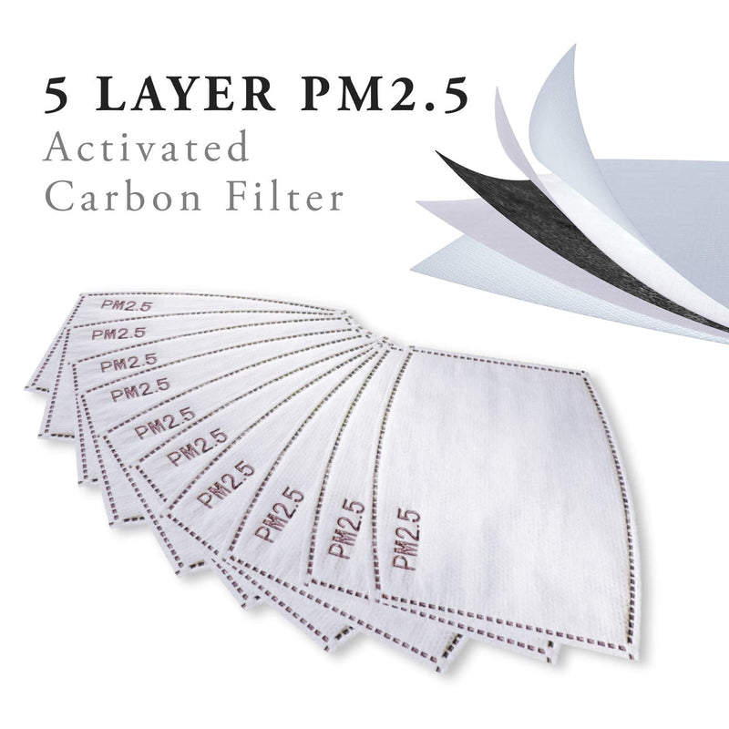 5 Layer Breathable Cotton Face Mask with Filter – Reusable Black Face Masks Washable Uk with Adjustable Ear Straps, Nose Wire & Replaceable Filters for Unisex 2 - NewNest Australia