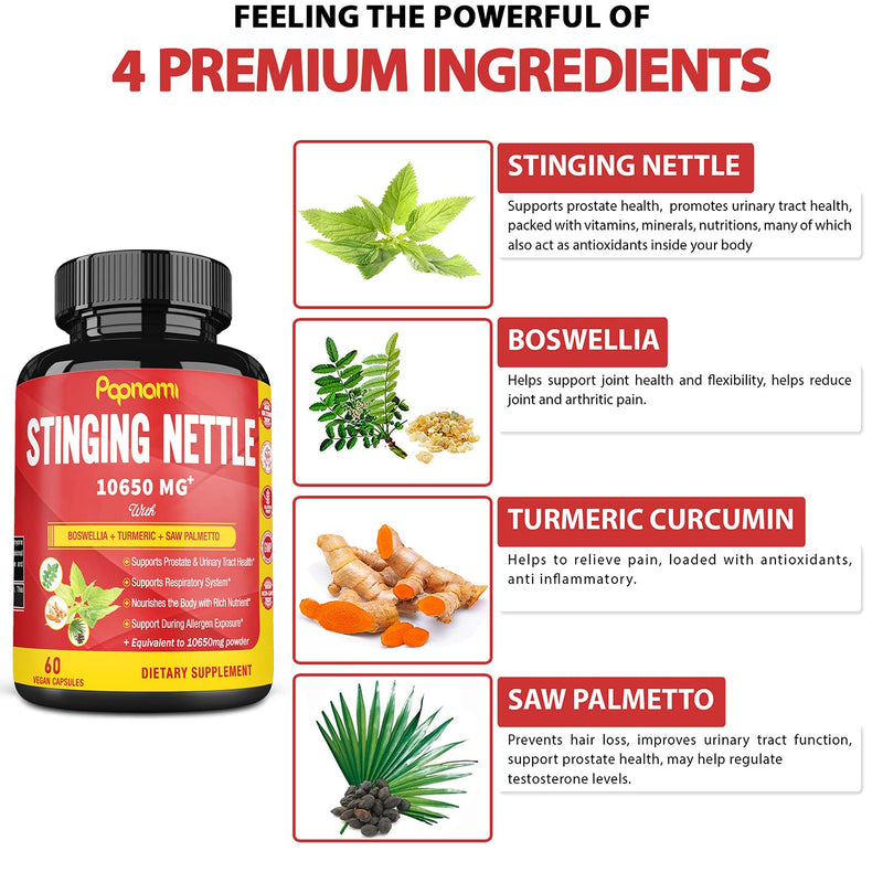 Stinging Nettle Root Extract Capsules equivalent to 10650MG, Highest Potency Plus Complex | Prostate Health Supplements for Men | Promotes Urinary Tract Health, Blood Pressure Support, 2 Months Supply - NewNest Australia