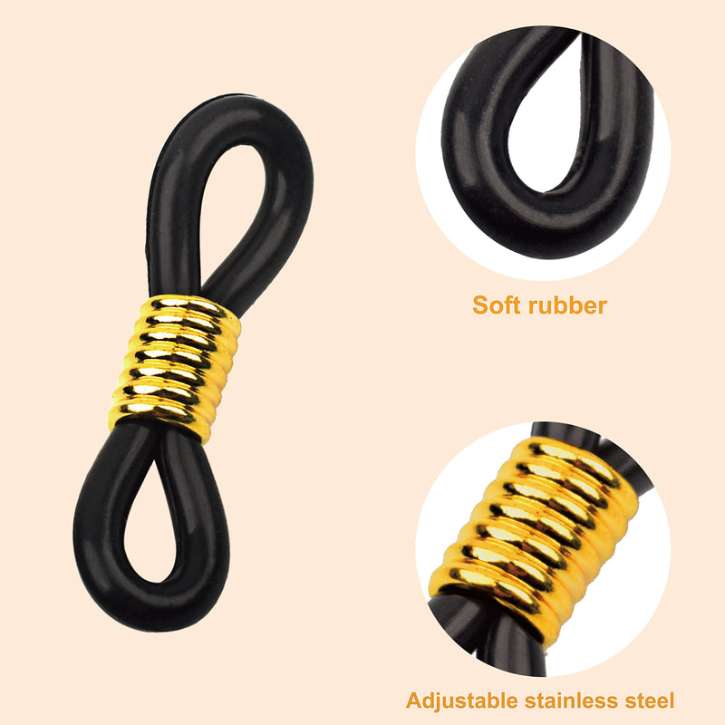 Eyeglass Chain Ends Adjustable Rubber Ends Connectors Anti-Slip Strap Holder Chain Loops for Eye Glasses (4 Colors, 24 Pieces) - NewNest Australia