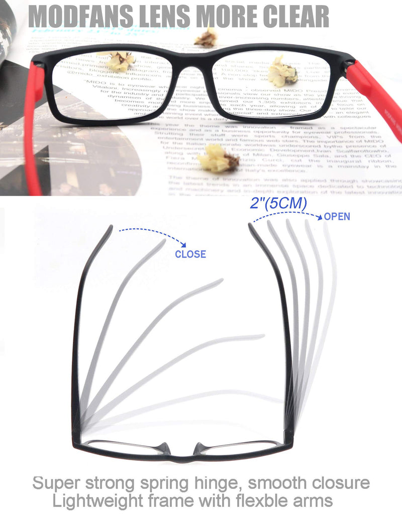 MODFANS Reading Glasses 1.0 Men Women 3 Pack,Rectangular Clear Lens Comfort Spring Hinge Eyeglasses,Stylish Lightweight Plastic Readers with Pouch (3 Red) +1.00 3 Pairs of Red - NewNest Australia
