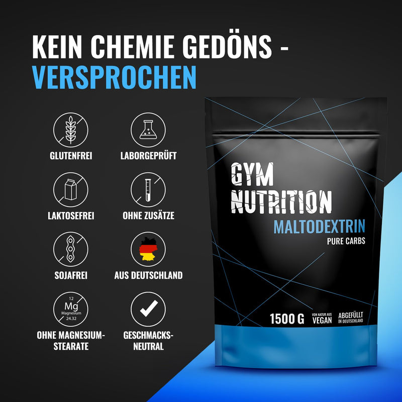 GYM-NUTRITION Hardcore Malto-dextrin | Fine carbohydrate powder | Popular with Fitness Powerlifing & Bodybuilding | Ideal for hardgainers | Bottled in Germany | Maltodextrin 12 | 1.5 kg bag 1.5 kg (pack of 1) - NewNest Australia