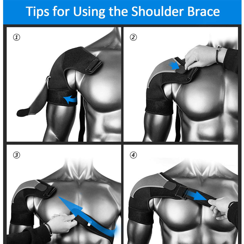 Shoulder Brace Adjustable Shoulder Support Bandage With Pressure Pad For Men/Women - Shoulder Pain Relief, Blown Interchangeable Joint, Labrum Tear, Bursitis, Neoprene Shoulder Warmer - NewNest Australia