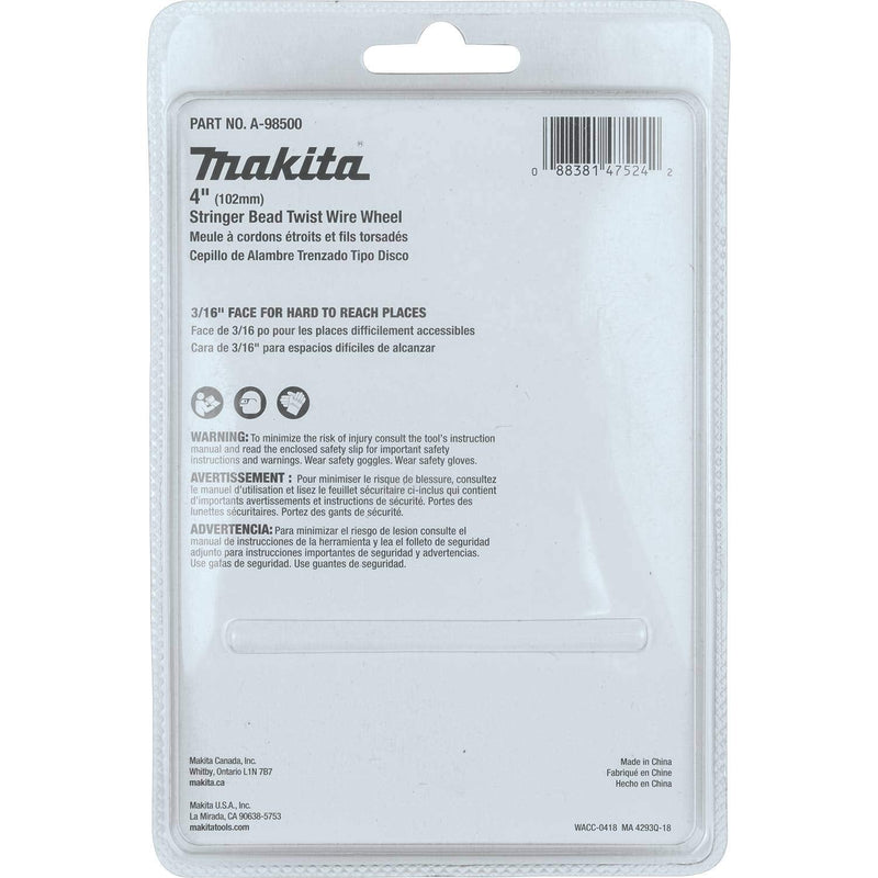 Makita A-98500 4" Stringer Bead Twist Wire Wheel, M10 x 1.25 - NewNest Australia