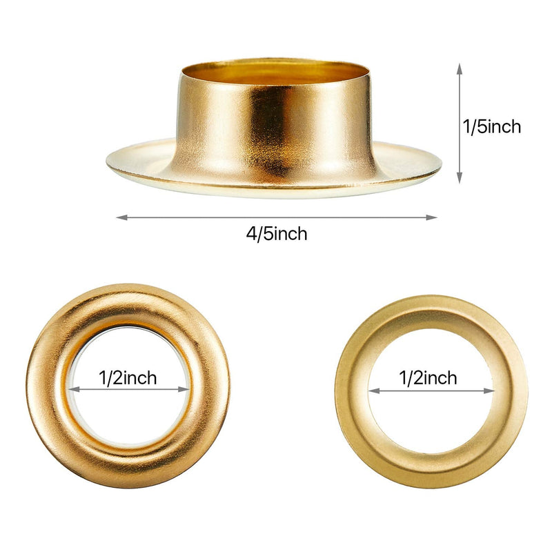 Pangda Grommet Tool Kit, Grommet Setting Tool and 100 Sets Grommets Eyelets with Storage Box (Gold, 1/2 Inch Inside Diameter) 1/ 2 Inch Inside Diameter Gold - NewNest Australia