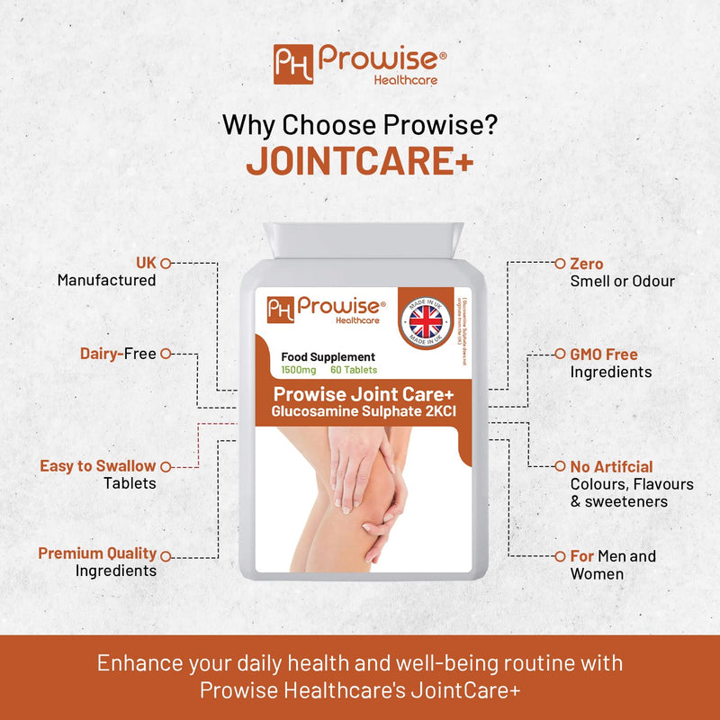 Glucosamine Sulphate 2KCL I Glucosamine 1500mg 60 Tablets (2 Month Supply) I High Strength Glucosamine for Joint Health I Gluten & Dairy Free I Made in The UK by Prowise Healthcare - NewNest Australia
