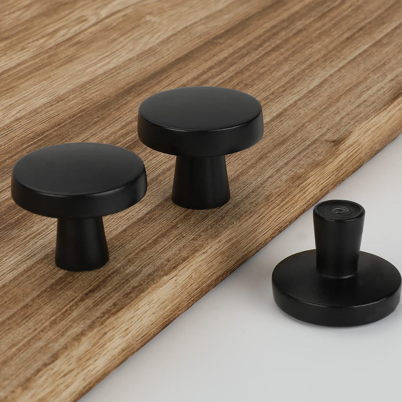 homdiy 5 Pack Matte Black Cabinet Knobs Round Black Knobs - 1.27 Inch Mushroom Kitchen Cabinet Knobs Solid Black Knobs for Kitchen Cabients, Dresser Drawers - NewNest Australia