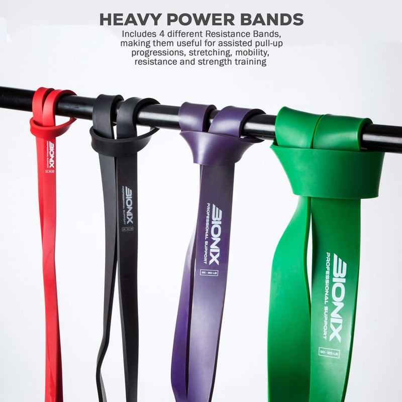 Bionix Pull Up Assistance Bands Set - Thick Heavy & Long Exercise Resistance Training Loop Band Chin Up Assist Stretching Yoga Pilates Legs Glutes Workout - Mobility & Strength For Men Women… (4) - NewNest Australia