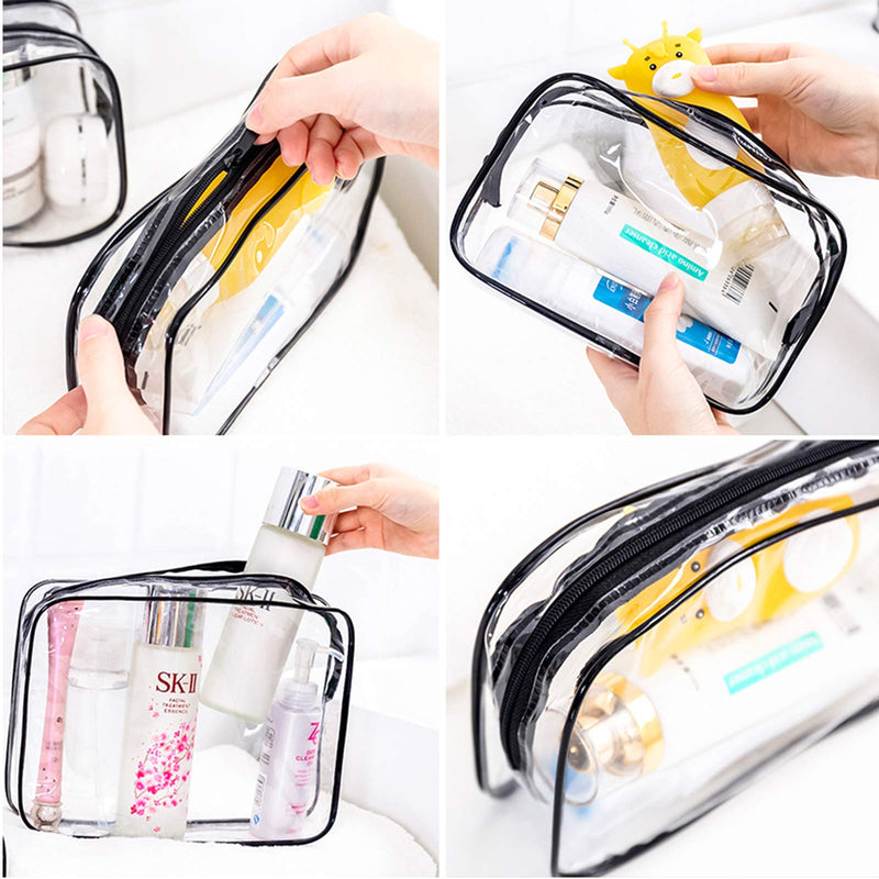 Clear Makeup Bags Set 4 PVC Zippered Toiletry Carry Pouch, Travel Toiletries Bag, Portable Cosmetic Makeup Organizer Case for Vacation, Bathroom and Organizing - NewNest Australia