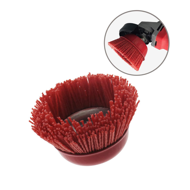 2 Pcs 75mm/3 Inch Nylon Filament Abrasive Wire Cup Brush Steel Internal Thread M14x2 Red for Metal Polishing Cleaning Grinder Rust Removal - NewNest Australia