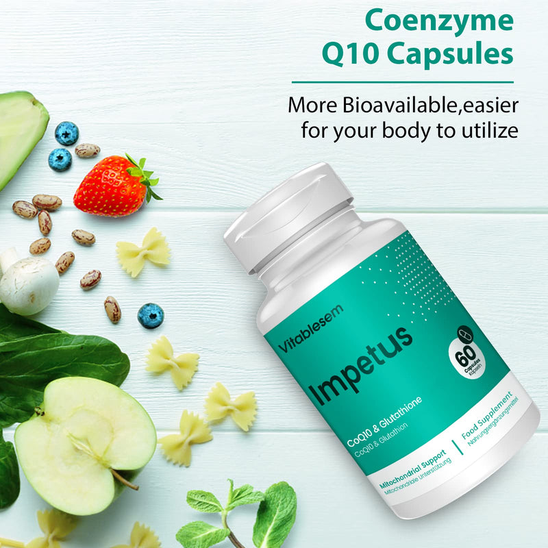 CoQ10 Complex 520MG -60 Vegan Capsules of High Absorption Co Enzyme Q10 -with Pure Reduced Glutathione -Fermented Ubiquinone -CoEnzyme Q10 Supplement 1 Pack - NewNest Australia